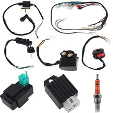 Windance 8피스 완벽한 전기 배선 하네스 키트 CDI 솔레노이드 릴레이 정류기 점화 스위치 코일 대부분의 50CC-125CC 중국 4 스트로크 오토바이 ATV 쿼드 더트