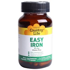 Country Life 鐵膠囊 無麩質 25mg, 90顆, 1罐