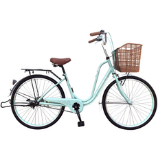 [지멘스 자전거] 여성 가벼운 자전거 쥬디 클래식자전거 시마노허브 알루미늄핸들 스텐나사 24 26인치, [조립완료]민트(26인치), 1개, 175cm