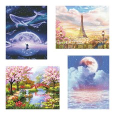하비스 명화풍경 DIY 보석십자수 패브릭 원단형 모음 (18종 택1), 본상품선택, 1개