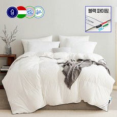 구스앤구스 구스이불 알러지 X-커버 사계절 블랙파이핑 거위털 이불 S Q K, 싱글(400g)