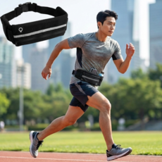 코리슬리 슬림핏 대용량 러닝 벨트 방수, 퓨어 블랙, 1개