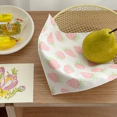 소수 베리베리 코튼 키친크로스 테이블매트 행주 패브릭, 1개, 핑크