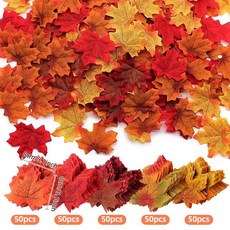 台灣出貨 50 250 件人造絲楓葉假秋葉花環手工秋葉萬聖節聖誕節秋季婚禮裝飾品, 混合 250 個
