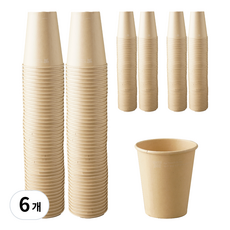 대나무 종이컵 6.5온스 190ml 일회용 PLA코팅 카페용 사무실 자판기 ECH 03, 6개, 50개입