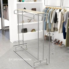 매장용 행거 미니 무볼트 이동식 헹거 옷가게 일자 틈새 가게 의류매장용 지름 양방향 꽁상회, 길이 100 높이 135 보드 있음