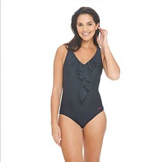 ZOGGS 機能塑腹運動連身泳裝，成人女性適用，荷葉邊設計修飾身形，展現優雅曲線