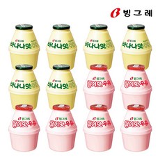 빙그레 바나나맛우유 240ml 6개+딸기맛우유 240ml 6개, 12개