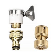 리빙로드 수도꼭지 호스 연결 커넥터 (알루미늄 라이트 세트), 골드, 1개