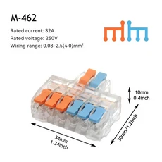 범용 컴팩트 와이어링 스플라이싱 커넥터 퀵 전기 푸시 인 조명 터미널 블록 10 개, 01 10PCS, 05 M-462