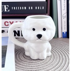 리얼공감 비숑 집들이 선물 도자기 빅사이즈 고급 맥주 강아지 머그 컵 잔, 귀여운 비숑 머그컵, 1개