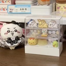 【開發票/統編】桌上型迷你公仔展示盒 擺件痛櫃分格展示架 ins風手辦收納 高顔值公仔展示櫃 盲盒收納 透明亞克力防塵設計, 1個, 單個裝,白色3層吧唧痛櫃