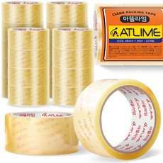 아뜰라임 튼튼한 다용도 포장용 투명 박스 테이프 48mm, 40m, 20개