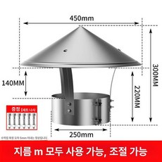 스테인리스 연통 뚜껑 클램프 가림막 80 캡 배기 캠핑, 304 250mm 450mm, 기본 색상