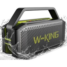 W-KING 휴대용 라우드 블루투스 스피커 무선 100W Max IPX6 방수 야외 서브우퍼 60W 대형 패시브 라디에이터- 올라운드 리치 베이스/40H/EQ/파워뱅크/TF/A, BALCK-GREEN
