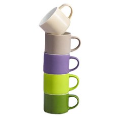 StarR 미니 세라믹 컵 5개입 세트, 화이트,퍼플,그린,그레이,다크그린, 1세트