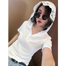 레이스 후드티 화이트