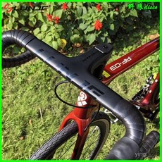 LUNJE公路車一體破風車把扁圓形減少風阻彎把內外走綫可裝碼錶架 彎把 公路車彎把 碳縴維自行車彎把自行車車把, 1個, 鋁合金把立長90mm【破風一體】加碼錶架,車把寬度420mm【加墊圈】