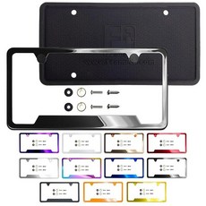 실리콘 백 가드 하단 컷 아웃 코너 번호판 프레임 골드 미러 크롬 전기 도금 범용 핏 알루미늄 나사 온 캡 커버 T304 스테인리스 스틸 녹 방지 내후성 (수량: 1 프레임, 스모크 크롬