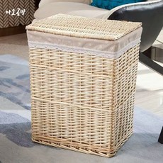 아소공방 다용도 라탄 빨래바구니 안감직물포함, 화이트 브라운