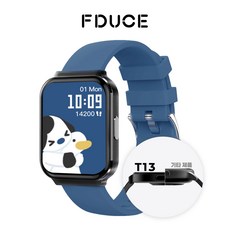 FDUCE 초슬림 통화가능 스마트워치 T13 GPS 블루투스 운동 워치 한글판 웨어러블 1.75인치 t13, 4.445cm, 블루