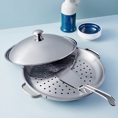 쿠퍼 짜글이 스텐팬 30cm+찜판+팔랑이 뒤집개, 1개, 스텐팬 30cm+찜판+뒤집개, sus304