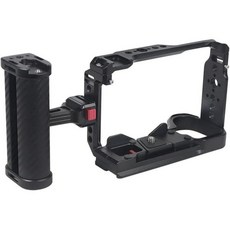 소니 A6700 호환 카메라 케이지 DJI RS4Pro 짐벌 내장 나사 구멍 콜드 슈 및 퀵 릴리즈 플레이트 (A6700 케이지), DIVJINGHAO 핸들 1이 있는 a6700 케이지