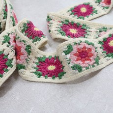 SW 1마 모티브 뜨개레이스 / 핑크꽃진핑크꽃, 1개, 단일