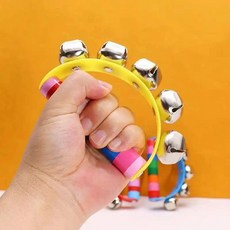 레인보우 핸드 징글벨 나무 손잡이 타악기 악기 흔들기 성인 파티 선물, 1개, 1. 1PCS Random