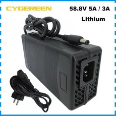 52V 5A 3A 리튬 이온 고속 충전기 58.8V 14S 20AH 18650 배터리 팬 포함 DC 5.5*2.5MM, 01 미국, 01 58.8V 5A