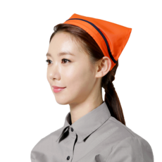 위생 머리띠 스카프 모음 머리띠포함 급식실 단체 식당 조리모, 오렌지곤줄 머리띠 스카프, 1개