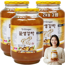 톡이네 채썰어 만든 고흥 꿀 생강차 생강청 국산 대용량 업소용 카페 회사 웰빙 차 청, 1세트, 2kg, 3개입