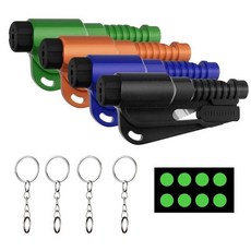4팩 윈도우 브레이커 안전벨트 커터 자동차 창문 도구 - 비상 사태에서 입증된 3-in-1 탈출 도구 유리 브레이커 및 호루라기 포함 휴대용 키체인 디자인 멀티 카 안전, multicolor 02