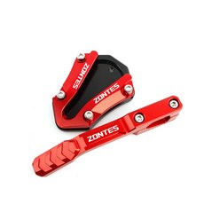 ZONTES 368g 오토바이 사이드 스탠드 확장 패드 1세트 고강도 알루미늄 CNC 가공, 1개, 빨간색