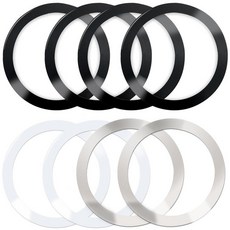 8팩 메탈 링 스티커 초박형 0.5mm (자석 없음) Magsafe 스티커 마그네틱 어댑터 휴대폰 케이스 및 무선 충전기와 호환 아이폰 17 16 15 14 갤럭시 S24, 블랙+화이트+실버