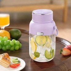 소형믹서기 야외 휴대용 믹서기 1300ML 대용량 더블 컵 뚜껑 믹서기 주스 컵, 자주색