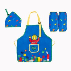 OXFORD 彩色積木防水圍裙+頭巾+袖套組