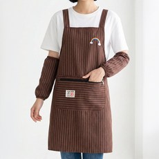 캐쉬캔버스 레인보우 스트라이프 다용도 캔버스 앞치마 토시 세트, 1세트, 브라운