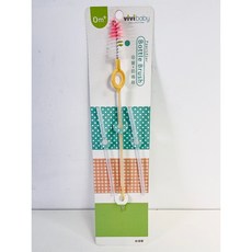 VIVIBABY奶嘴吸管組清潔刷，奶瓶奶嘴吸管清潔必備，輕鬆去除奶垢，呵護寶寶健康, 1個, 黃色