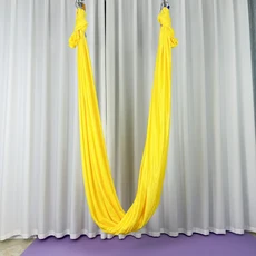 Elastic fabric 5-meter full yoga hammock flying training studio chrysanthemum rope safety buckle, 03 yellow