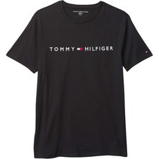타미힐피거 남성 에센셜 플래그 로고 티셔츠, Large_Th Deep Black
