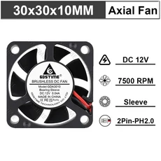 Gdstime DC 12V 듀얼 볼 3010 쿨링 팬 3cm 5V 그래픽 카드 방사형 브러시리스 축 (3D 프린터 쿨러용), 06 12V Sleeve 2P2.0 7F, 01 5PCS