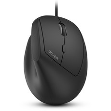 아이리버 항균처리 컴팩트 EV100 인비저블 인체공학 무소음 유선 버티컬 마우스, (아이리버정품) BLACK