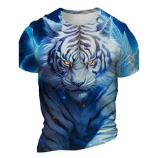 남성용 여름티셔츠 사자그래픽 3D 패션 반팔 티셔츠 의류 캐주얼