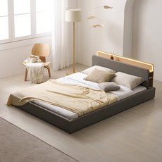 국내제작 인홈 피앙세 LED 저상형 침대 오픈형 매트제외 SS, 그레이