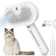 고양이 스팀 브러시 2스팀 모드가 있는 실내 고양이 털갈이를 위한 고양이 브러시 단모 및 장모 애완 동물 강아지 헤어 그루밍용 고양이 헤어 그루밍 브러시, White-B