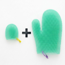 여백상점 TPU 벌집 샤워 스크럽 글러브 세트 (미니+대형), 1세트, 2매입, 프레시 민트