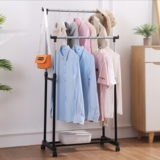 마벨인홈 2단 스탠드 옷걸이 이동식 행거 실버, 블랙