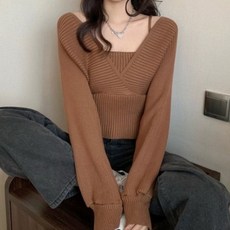 아이엠몽 여성용 헬리오 V넥 나시 니트 세트