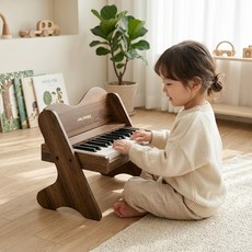 [JALOKEE] 원목 25건반 프리미엄 피아노 : KC인증 우리 아이 첫 감성 선물 + 전용 악보세트, 1개, 프리미엄 월넛 브라운